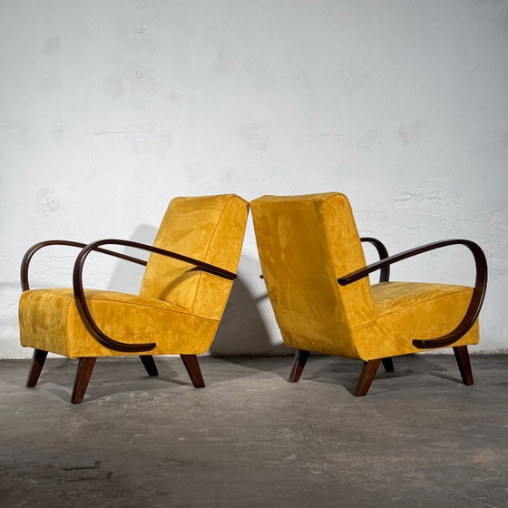 Een paar Jindrich Halabala Type C fauteuils, volledig gerestaureerd, jaren 1930. – Jindřich Halabala, Velvet (photo 9 of 17)