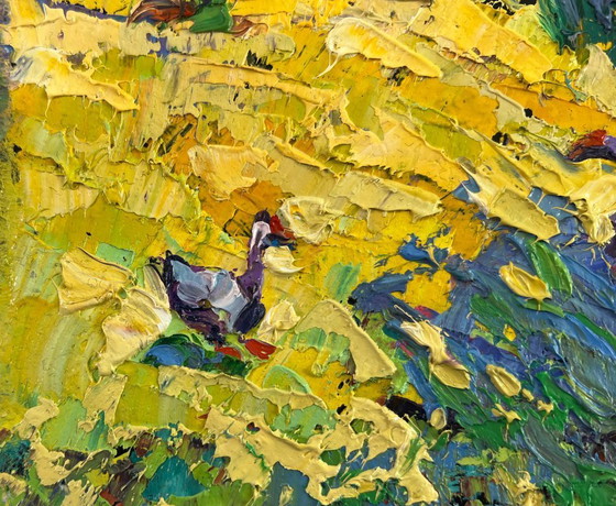 Image 1 of Original Oil Painting Nature Field Landscape A day filled with summer