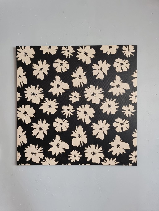 Tableau de fleurs fait à la main 80x80 cm