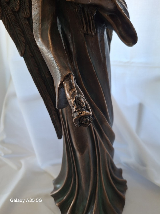 Image 1 of Angelo in bronzo di alta qualità "Amena" Elegante statua da giardino Oggetto decorativo (60 cm, 11 kg)