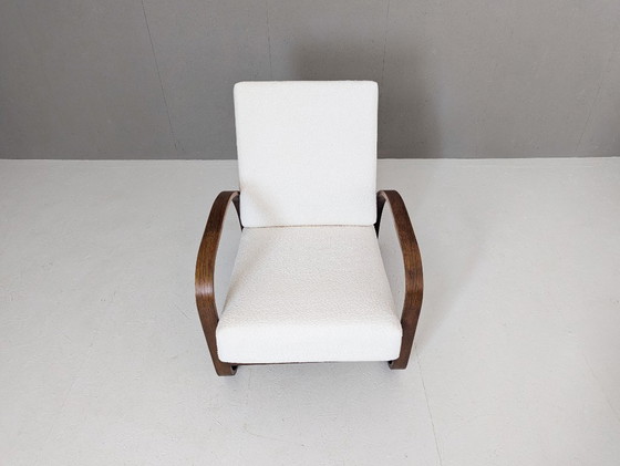 Image 1 of Jindřich Halabala Poltrona da salotto regolabile H 70 in bouclé crema, anni '30