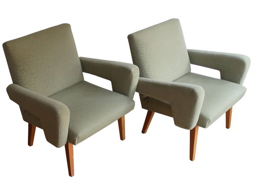 Coppia di poltrone Mid-Century verdi degli anni '60 con tessuto originale