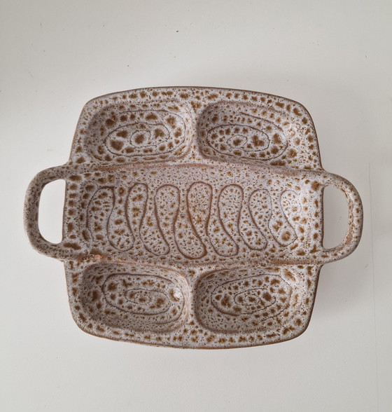 Image 1 of Austruy Vallauris signed aperitif compartment dish / empty pocket