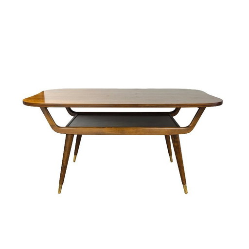 Vintage Scandinavische salontafel – jaren ’60 – met ingebouwde tijdschriftenhouder – Wood