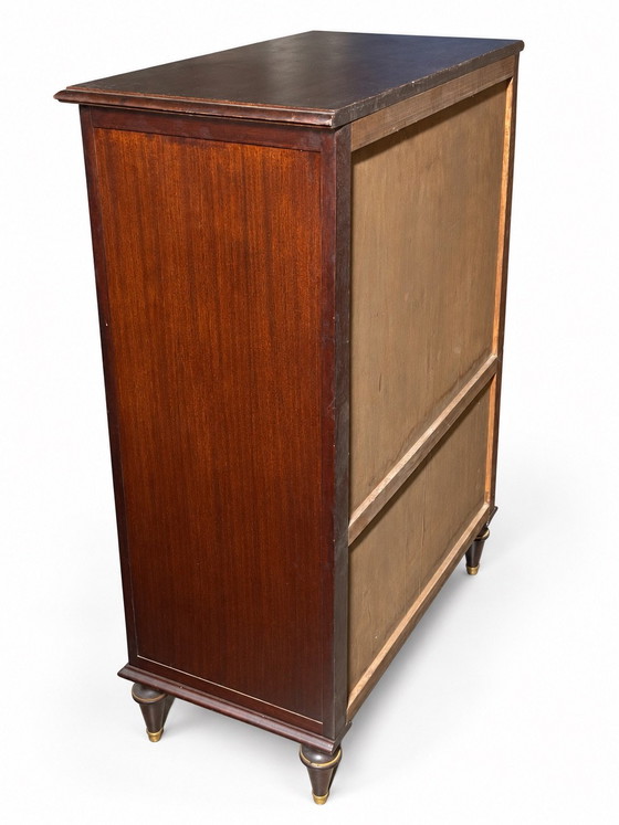 Louis XVI Style Mahogany Drop-Front Secretary Desk – Leather, Wood (photo 6 of 8)