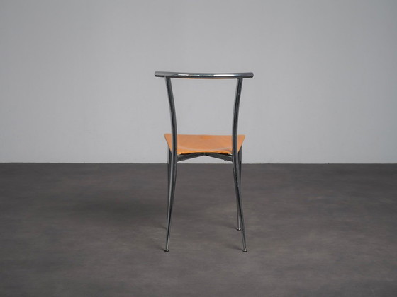 Lot de 4 Chaises de Salle à Manger Postmodernes en Chrome par Segis, Italie, années 1990 – Wood, Metal (photo 5 of 10)