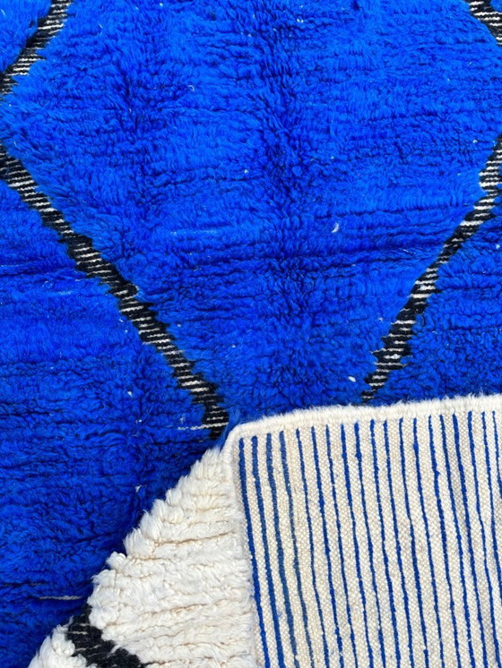 Image 1 of Beni Ouarain Teppich – 185 x 250 cm – Handgewebte marokkanische Wolle – Blau & Elfenbein