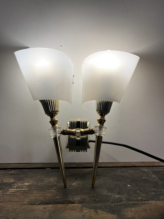Image 1 of Set of Double Vintage Hollywood Regency Wall Lights