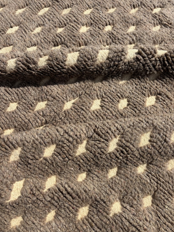 Image 1 of Tapis de laine marocain Boho 180x270 cm - Tons neutres avec motifs de losanges