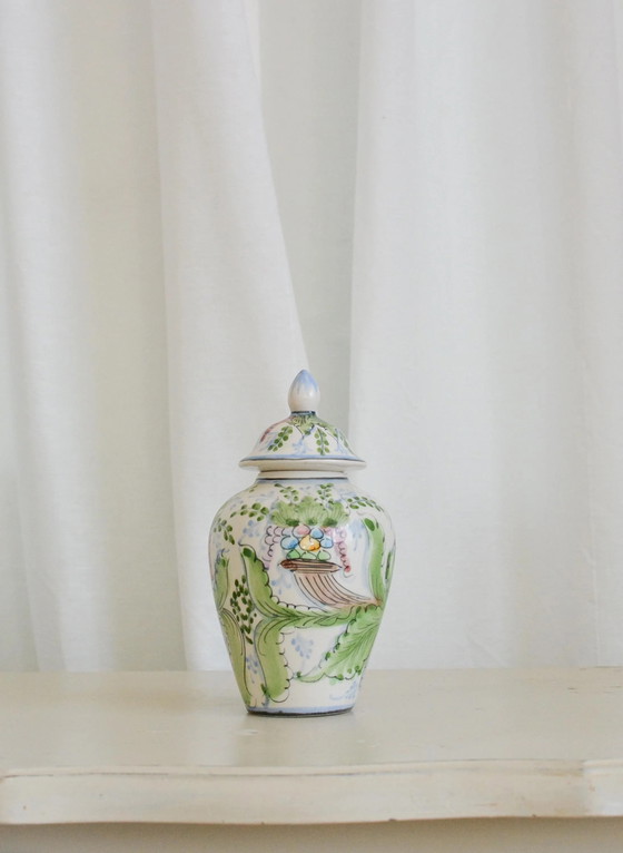 Vaso Potiche Floreale Vintage Alcobaça, Ceramica Portoghese Dipinta a Mano, Anni '70 – Vasi, Porcelain, Rustic (photo 2 of 6)