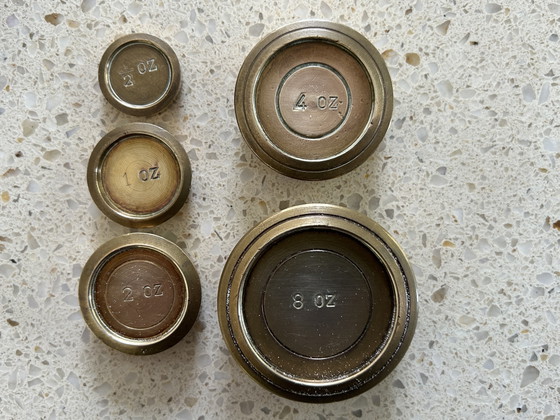 English Letter Balance with Weights – Decorative Objects, Wood, Brass (photo 4 of 7)