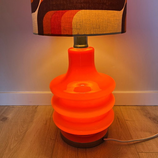 Floor Lamp With Lighted Base, Orange - Seventies