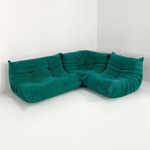 Togo Set in Water Green Suede by Michel Ducaroy for Ligne Roset, 1970s