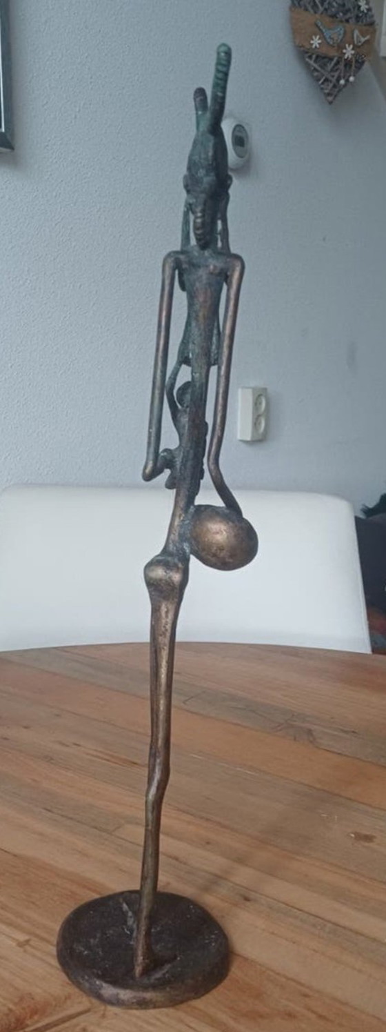 Prachtige set vintage Afrikaanse bronzen beelden – Giacometti-stijl – Beeldhouwkunst (photo 7 of 9)