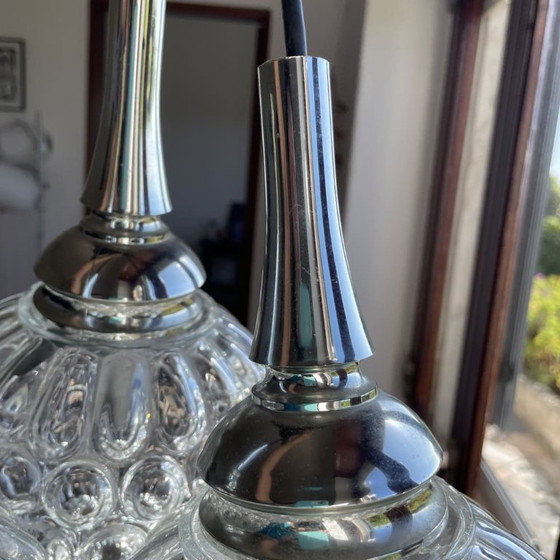 Mid Century Modern three light bubble glass cascading chandelier – Hustadt Leuchten (photo 11 of 16)