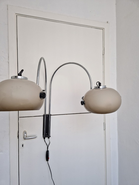 Image 1 of Vintage Dijkstra mushroom wall lamp 2 arches chrome