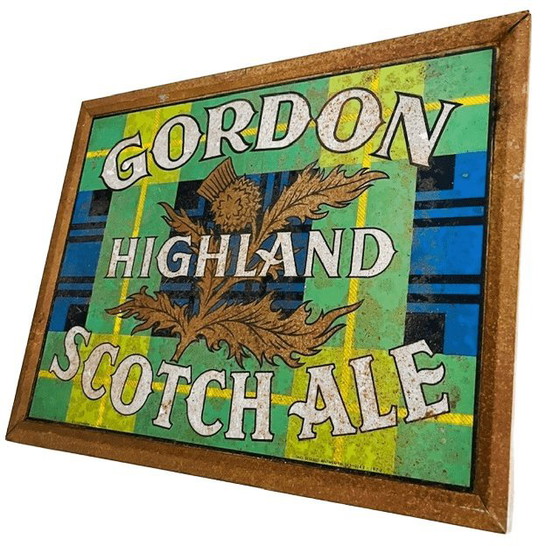 Vintage Gordon Highland Scotch Ale reclamebord tin met patina 1970's – Wanddecoratie, Metal (photo 3 of 6)
