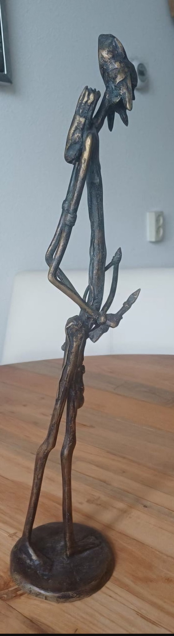 Prachtige set vintage Afrikaanse bronzen beelden – Giacometti-stijl – Beeldhouwkunst (photo 5 of 9)