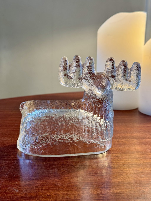 🦌 Vintage Glass Deer 'Danak' Design Pavel Panek For Rudolfova Hut, Sklo Union, 1971