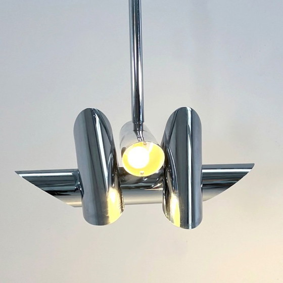Image 1 of Chromed Structural Ceiling Lamp by Oscar Torlasco for Stilkronen, 1960s