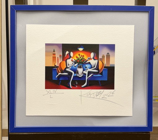 Sérigraphie M. Kostabi 40x34 between us, Pop, Moderne, Encadrée