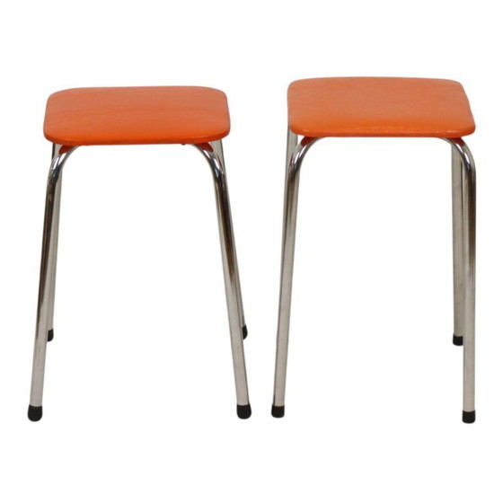 Image 1 of Set of 2 Orange Stools