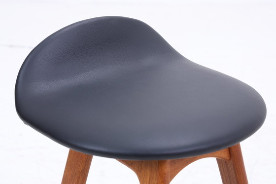 Image 1 of 4 vintage bar stools OD61 by Erik Buch | Mid - Century seat stool leather Oddense Maskinsnedkeri A / S | Retro bar stool #08-23