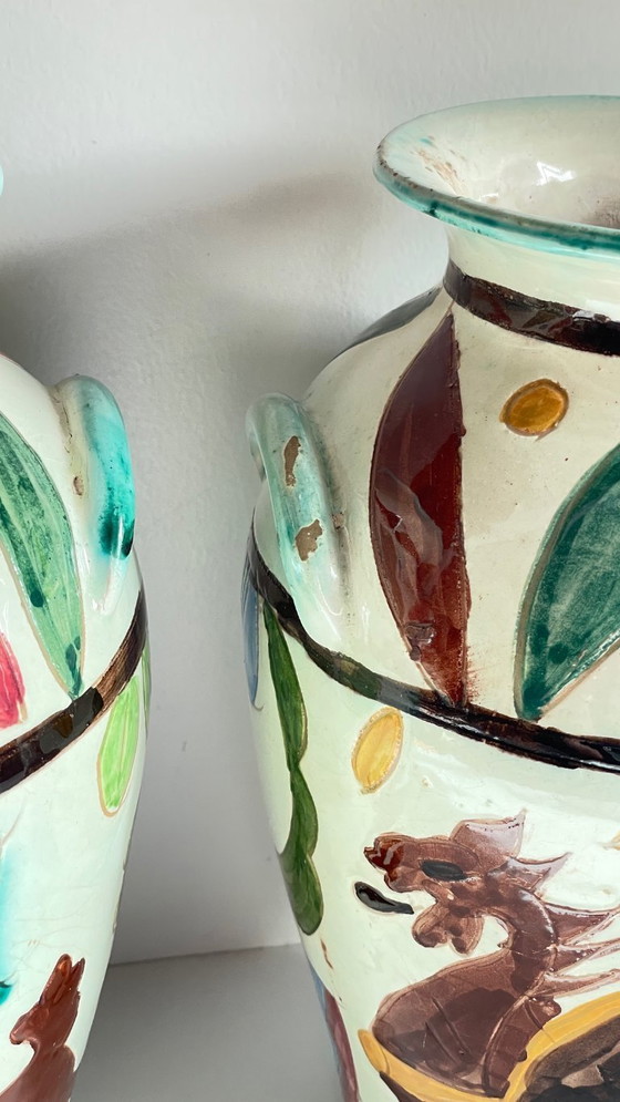 Image 1 of Vintage Italy VASES DRAGON Pattern