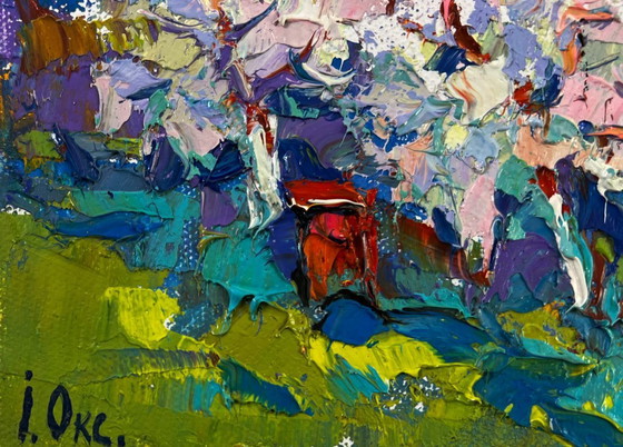Image 1 of Original Oil Painting Colorful Nature Landscape Nature in the colors of the spring