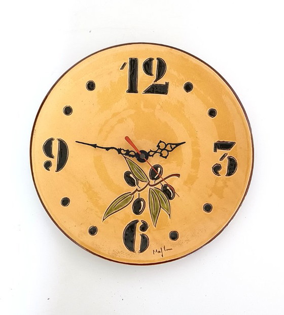 Image 1 of Sixties kitchen clock ceramic with olives
