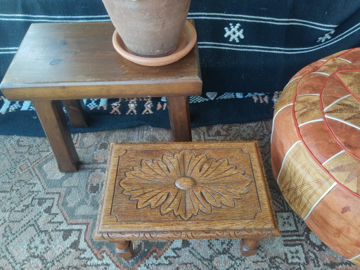 Antique hand-carved French oak side table/plant table