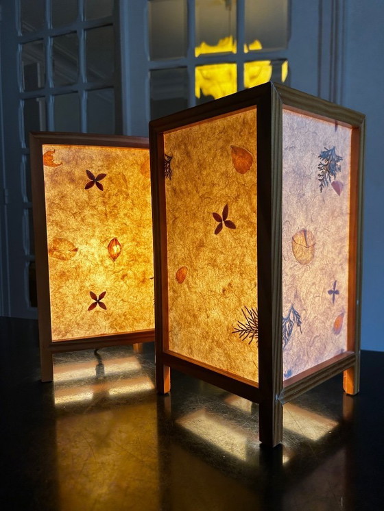 Image 1 of Coppia di lampade a fiori secchi, anni '70