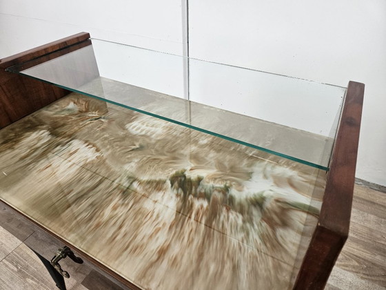 Paar Nachttische aus Mahagoni im Mid-Century-Stil der 1960er Jahre mit doppelten Glasplatten – Wood, Klassiek (photo 8 of 21)
