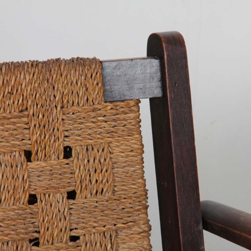 Pair of rope armchairs in the Audoux and Minet style, 1950