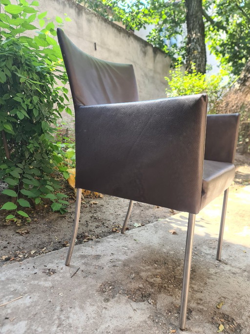 4 sillas Bert Plantagie ARC-E - Cuero marrón oscuro – eetkamerstoelen, Leather, Metal (photo 2 of 5)