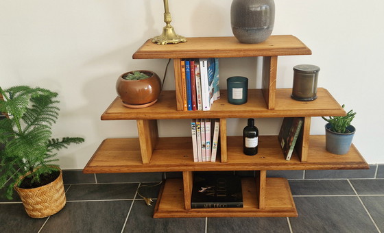 Image 1 of Lage plank in brutalistische stijl - massief eiken - jaren 1940