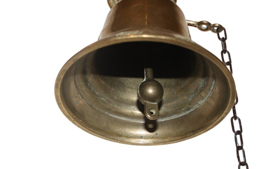 Campanello antico in ottone massiccio, splendidamente decorato, ca. 30 cm di altezza, Oggetti decorativi (foto 5 di 5)