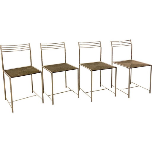 Set of 4 vintage Fly Line chairs "Spaghetto" by Giandomenico Belotti, Italy 1970s