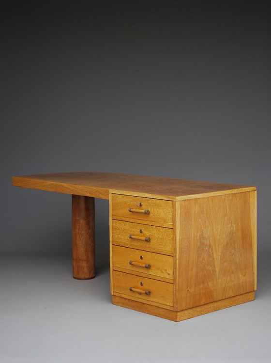 Scrivania francese Art Déco autoportante in legno di frassino, anni '30 – Scrivanie, Wood (photo 3 of 23)