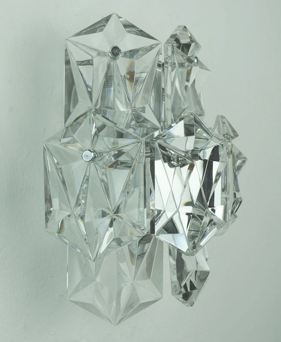 Image 1 of Elegante aplique de mediados de siglo con prismas de cristal y cromo de Kinkeldey, década de 1960.