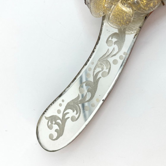 Image 1 of Venetiaanse Murano handspiegel/wandspiegel met glazen bloemen, Italië jaren 1940/50