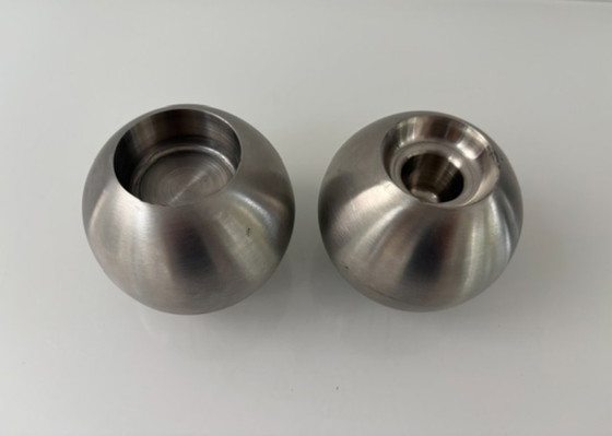 Set of 2 Stainless Steel Candle holders – Double-Sided Design – rvs (photo 8 of 13)