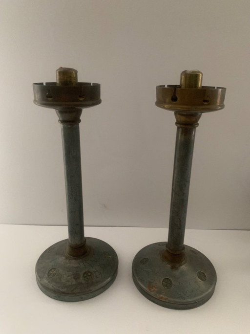 2 candelabros Bauhaus, candelabros, candelabros, Marianne Brandt, Ruppelwerke, Ruppel, Ruppelwerk