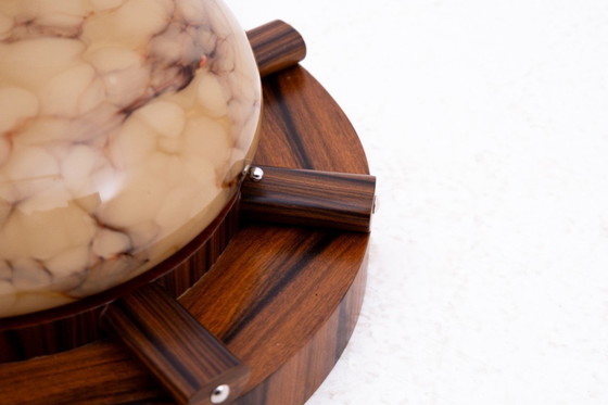 Image 1 of Lámpara de techo Art Déco de nogal, Polonia, años 50.