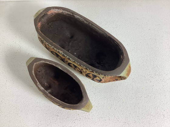 Image 1 of Vintage brutalist 2 West Germany Gebr. Spang bloembakken potten