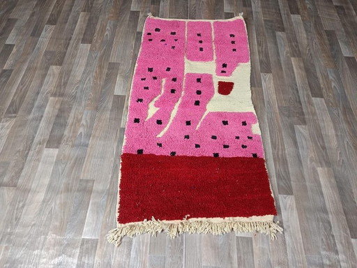 Tappeto berbero marocchino rosa fatto a mano, 150/250 cm