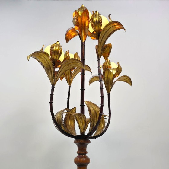 Image 1 of Hollywood Regency Lamp Florentiner Bamboe Palmboom Verguld