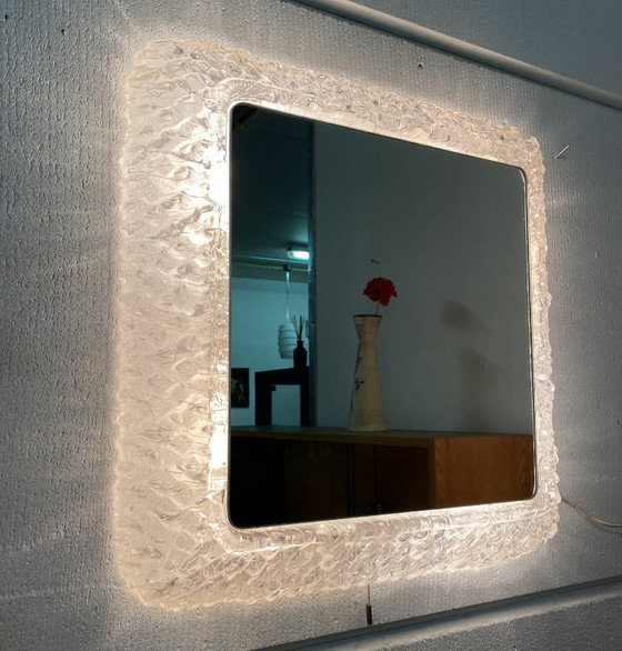 IJsspiegel van Egon Hillebrand, vierkant met licht, jaren 70 – Plexiglass, Metal (photo 5 of 15)
