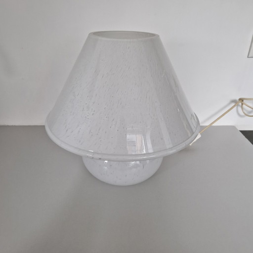 Weiße Vintage-Tischlampe aus Glashütte Limburg, Pilzlampe