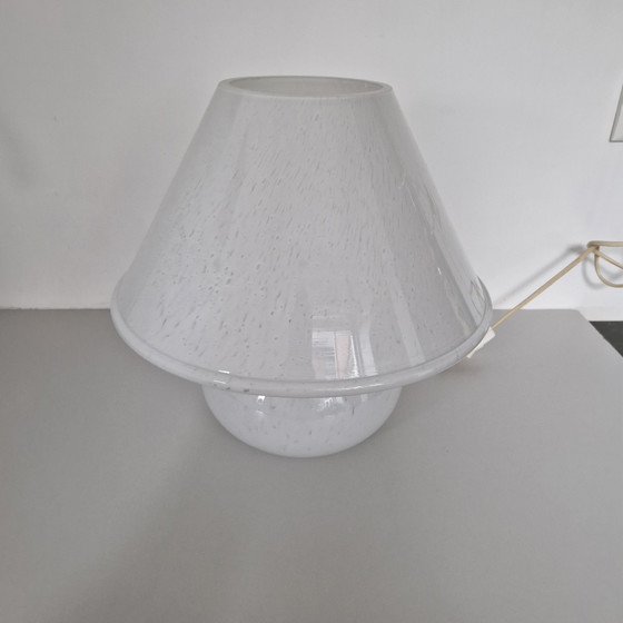 Image 1 of Lampada da tavolo vintage bianca di Glashutte Limburg, lampada a fungo